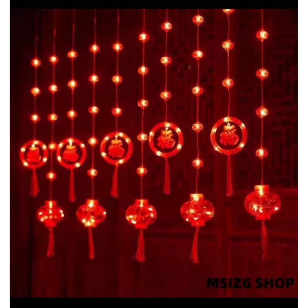 Lampu LED 3meter  Lampion Merah Gantung – Dekorasi Imlek Estetik