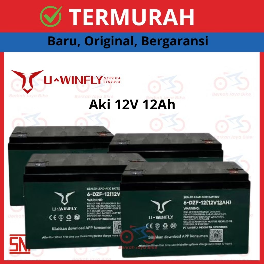 U WINFLY - BATERAI/BATTERY/AKI SEPEDA LISTRIK UWINFLY 12V12AH 2 PCS ORIGINAL U WINFLY