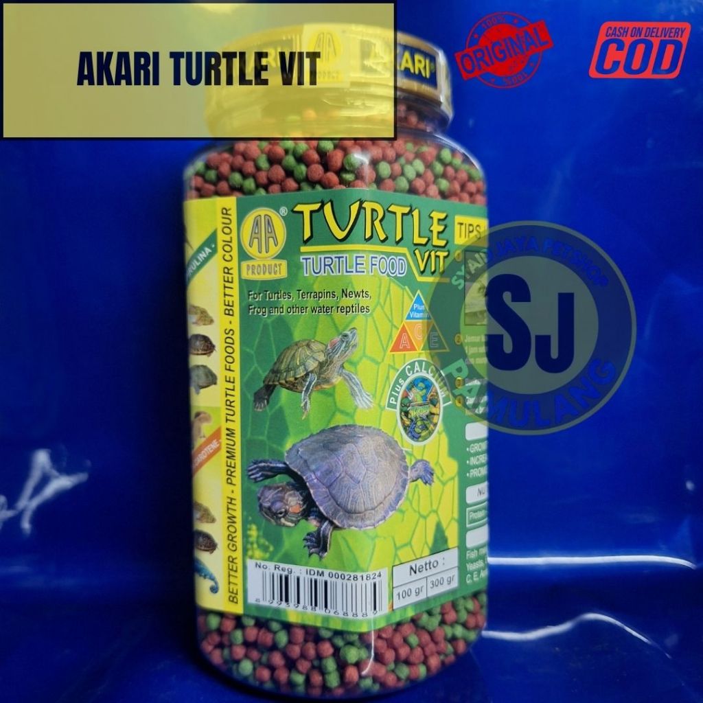 Pakan Kura-Kura Akari Turtle Vit 300 Gram - Tinggi Protein, Menguatkan Sistem Kekebalan, Tidak Mengo