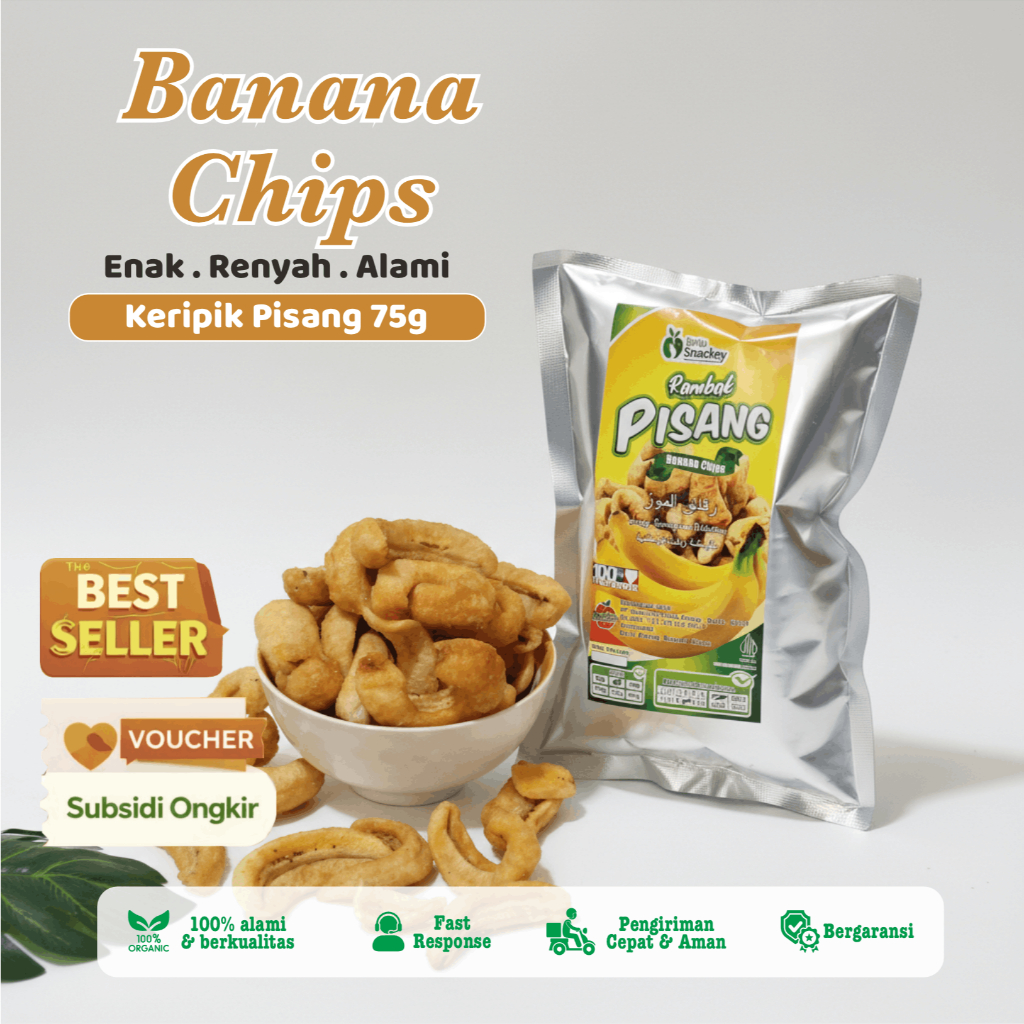 Keripik Pisang Rambak Crispy 75g – Banana Chips Premium | Cemilan Sehat Healthy Snack | Natural Bana