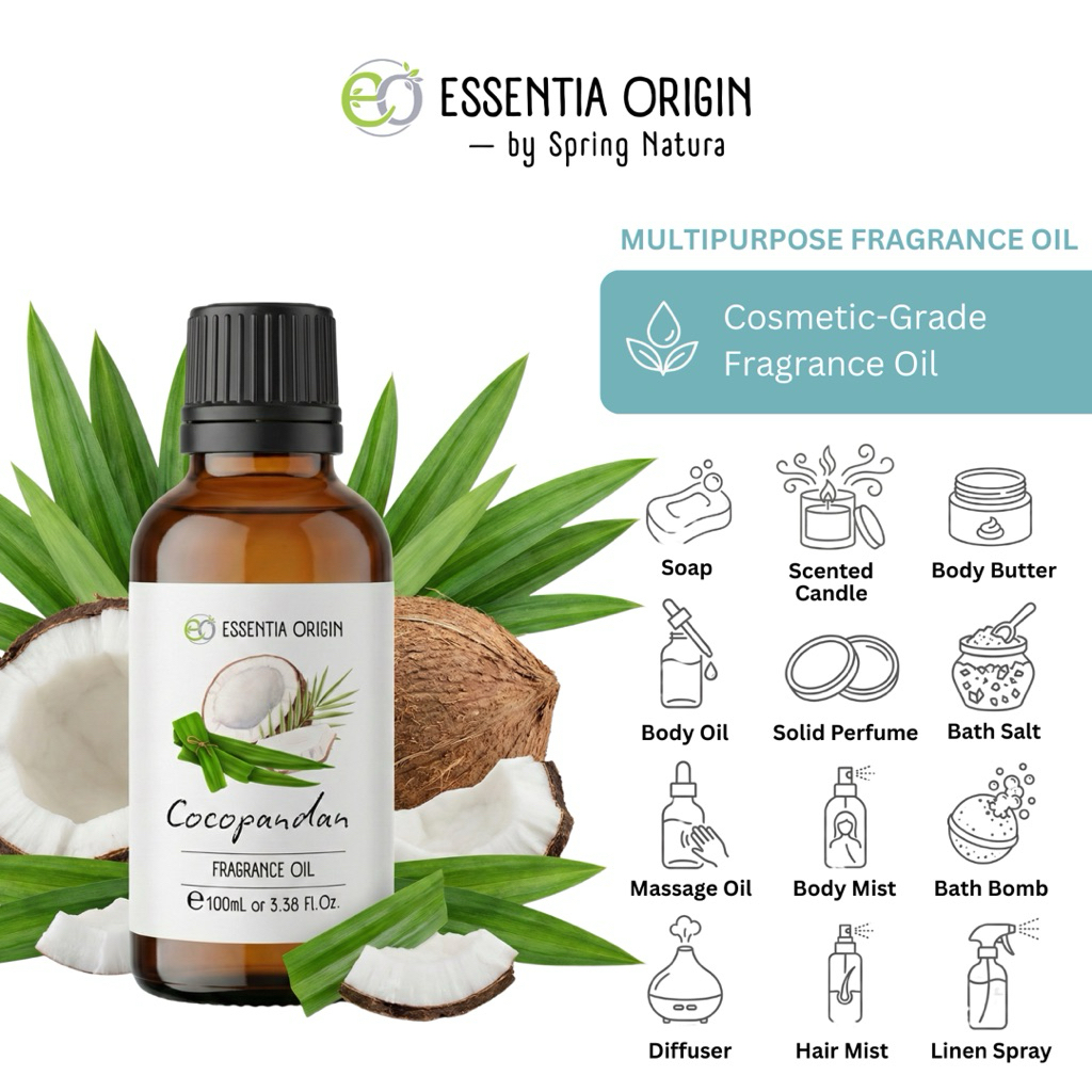 ESSENTIA ORIGIN - 100ml / 10ml Cocopandan Fragrance Oil | Fragrance Oil Cosmetic Grade | Fragrance O