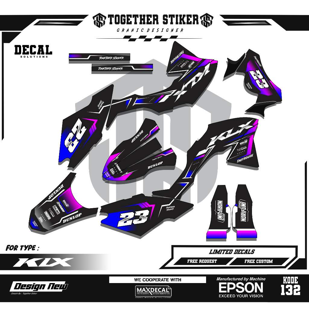 (COD) Decal Sticker Trail KLX 150 BF Fullbody - Dekal Stiker KLX BF/G/Extreme Desain Keren kode 132