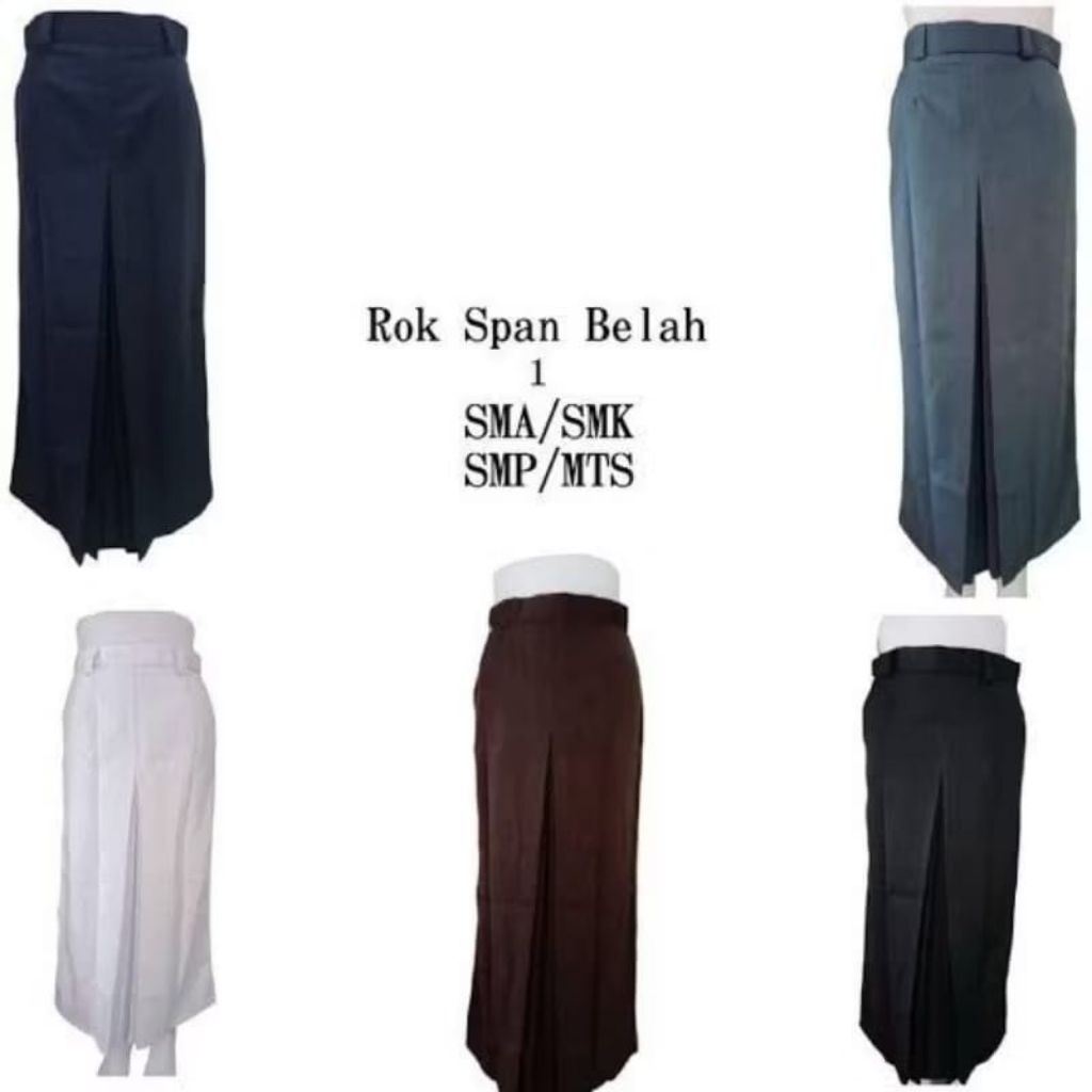 ROK SPAN BELAH SATU SEKOLAH SMP SMA SMK WARNA ABU COKLAT HITAM PUTIH BIRU