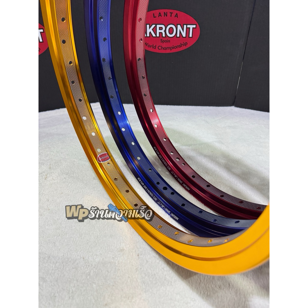 velg AKRONT WORLD CHAMPIONSHIP R17 140x140 model bintik warna gold , biru , merah