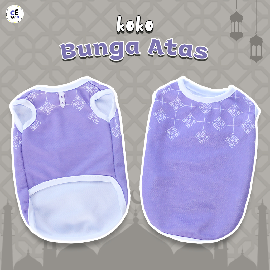 Baju Kucing Anjing Koko Bunga Atas Ungu Ramadan Untuk Kucing Anak Kambing Anjing Size Jumbo