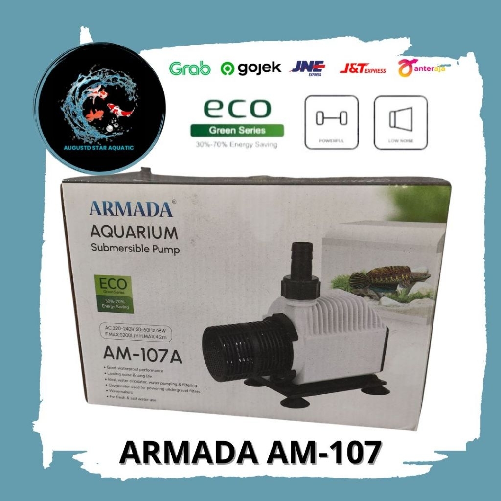 Armada AM-107A Aquarium Submersible Pump 5200L/h Pompa Aquarium Kolam Armada AM 107A Low Watt
