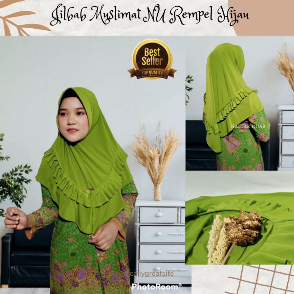 Jilbab Muslimat nu standar Lis Hijau L