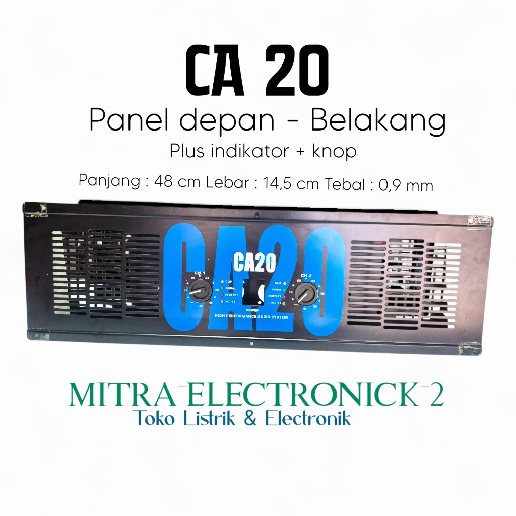 Panel Plat Box Power CA 20Bahan Besi Tebal, Dimensi 14,5 x 48 cm Plus knop Dan Led Indikator