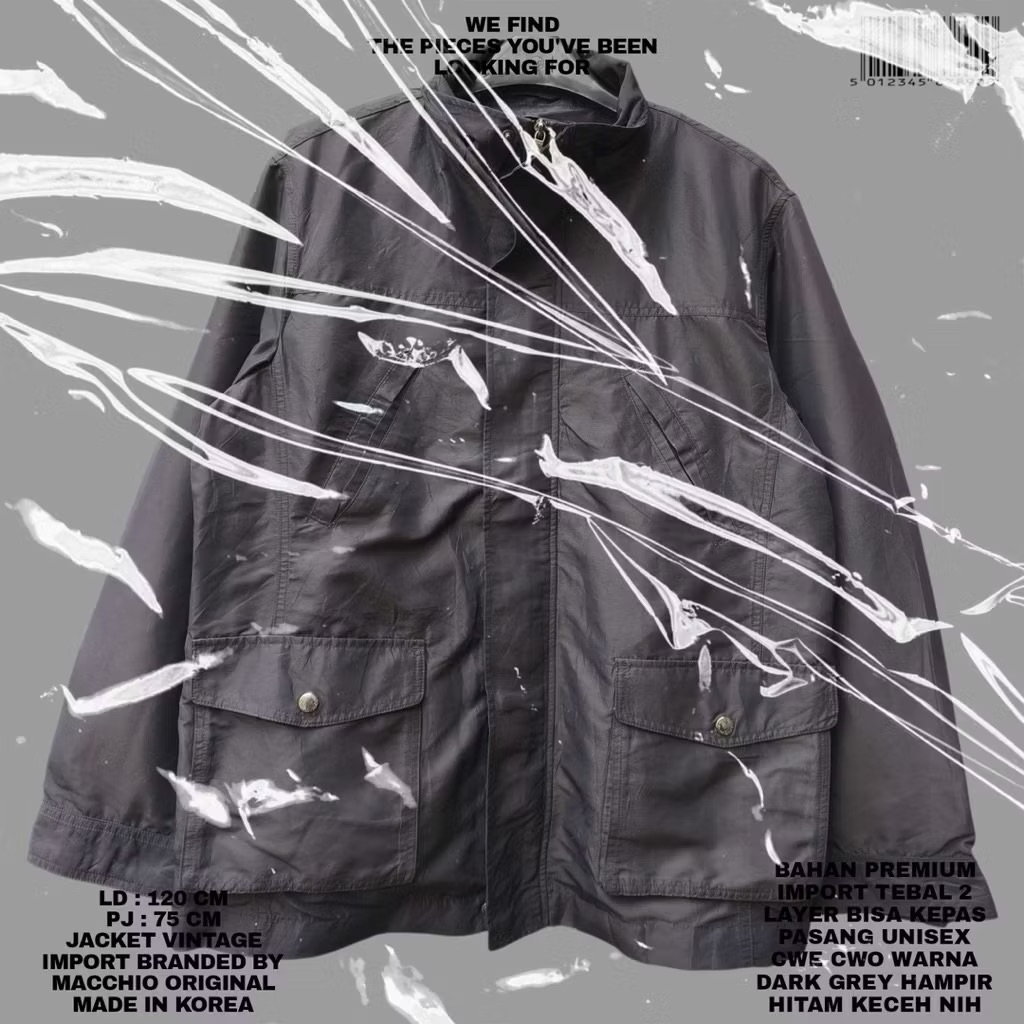 FLASMA / MACCHIO ORIGINAL PREMIUM JACKET KOREAN UNISEX/DARK GREY JACKET TEBAL FULL FURING MEWAH KORE
