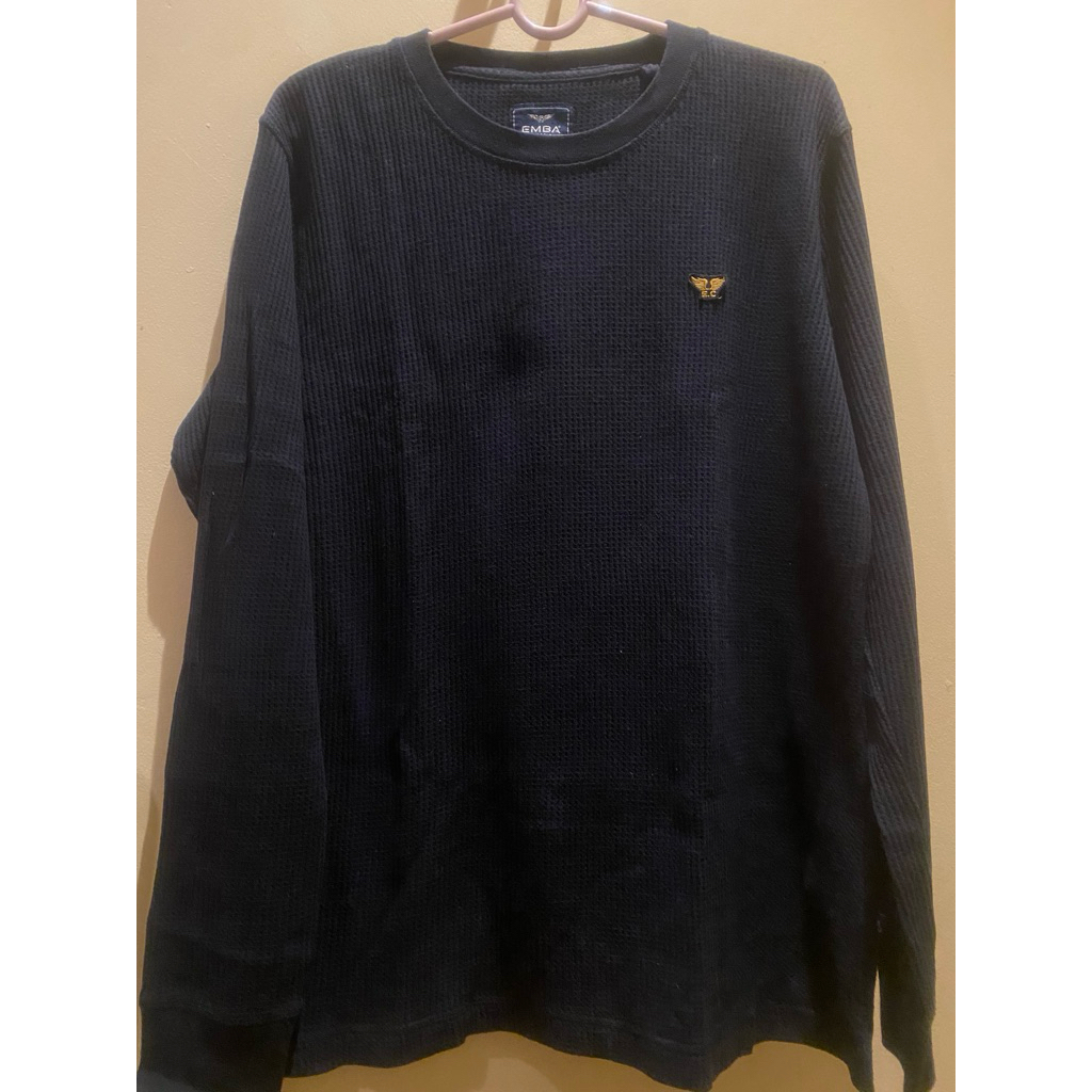[PRELOVED] Kaos Lengan Panjang EMBA Waffle Knit - Black