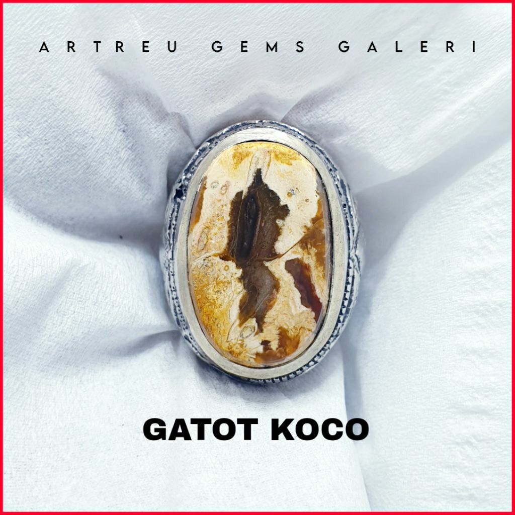 Batu Fokay Gambar ( Wayang ) Gatot Koco | COD Bisa | Cincin Batu Akik Ring 5-10