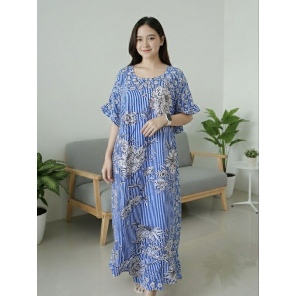 (BELLA KONVEKSI) DASTER JUMBO LENGAN KRIWIL KEKINIAN TERBARU DASTER NAGITA MOTIF BUNGA/HOMEDERESS/BA