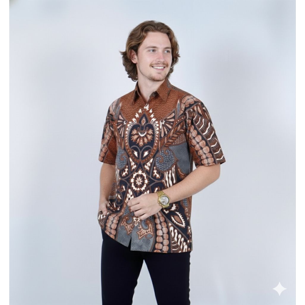 KEMEJA BATIK Hem Atasan Kemeja Baju Batik Pria Cowok Laki Laki Slimfit Reguler Full Lapis Furing Len