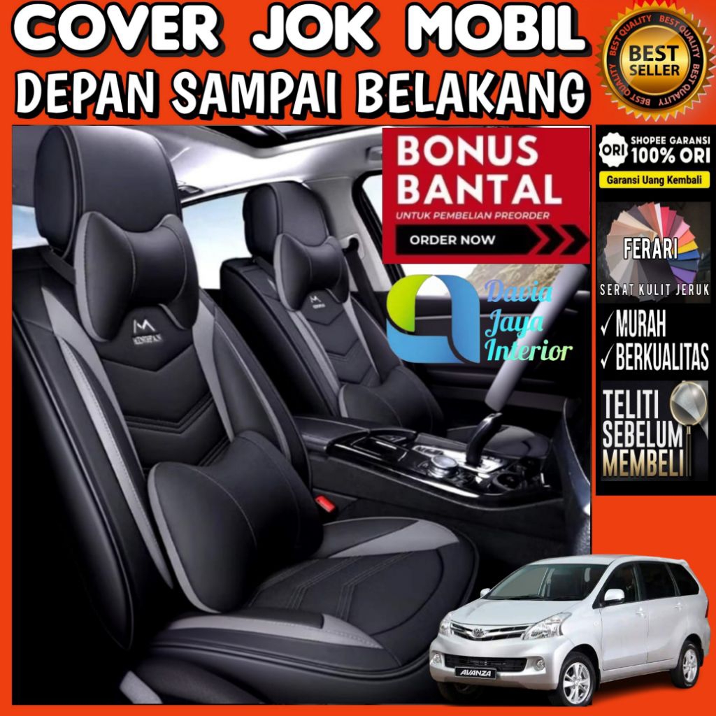 sarung jok mobil avanza xenia 2004 - 2015 fullset gratis cover stir dan bantal leher 2 pcs