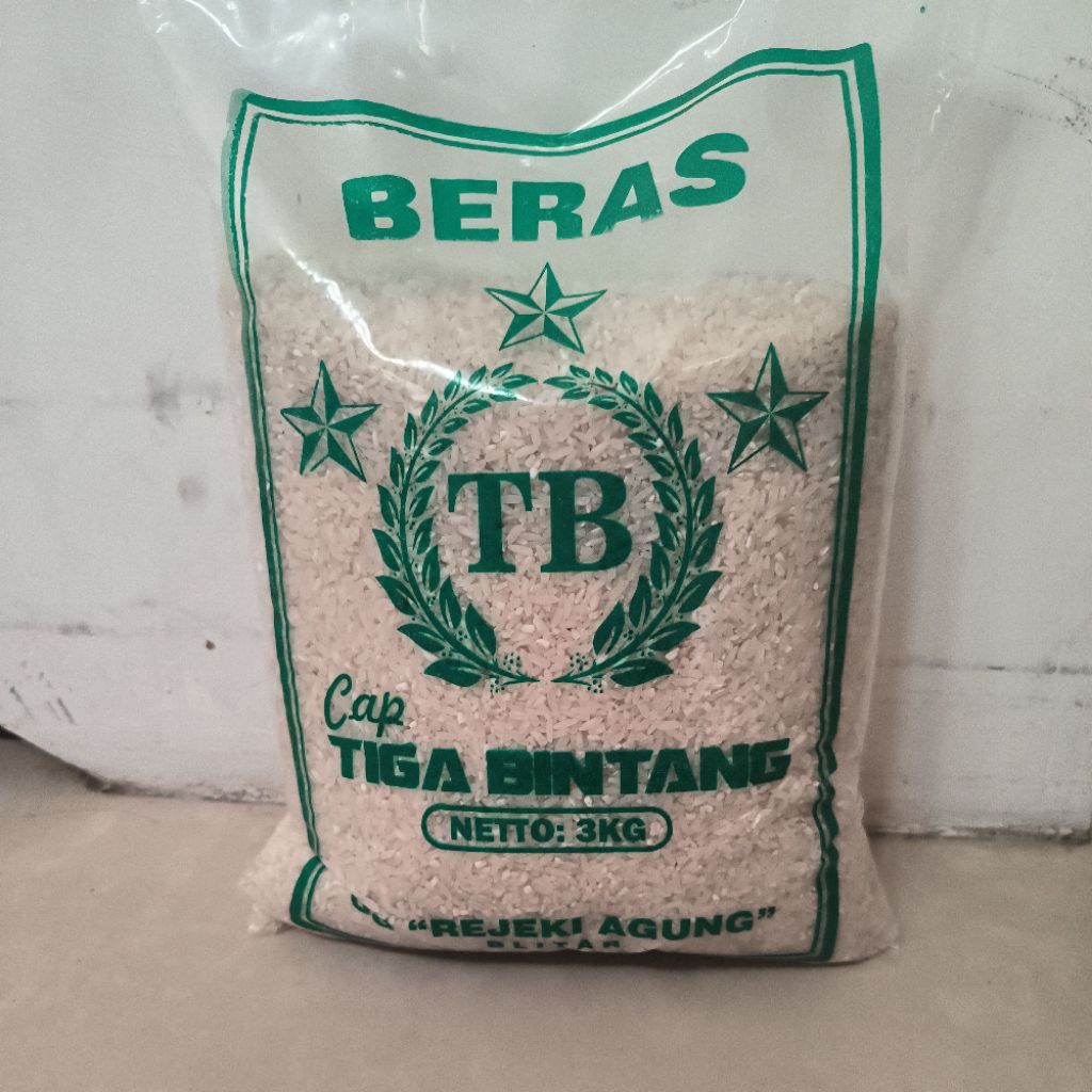 BERAS 3kg Cap TIGA BINTANG / GROSIR SEMBAKO MALANG / PAKET SEMBAKO
