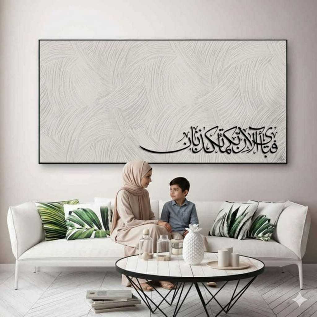 Lukisan kaligrafi Putih  Handmade Kanvas Acrylic 90x50cm 120x70cm 150x80cm 200x100cm hiasan dinding 