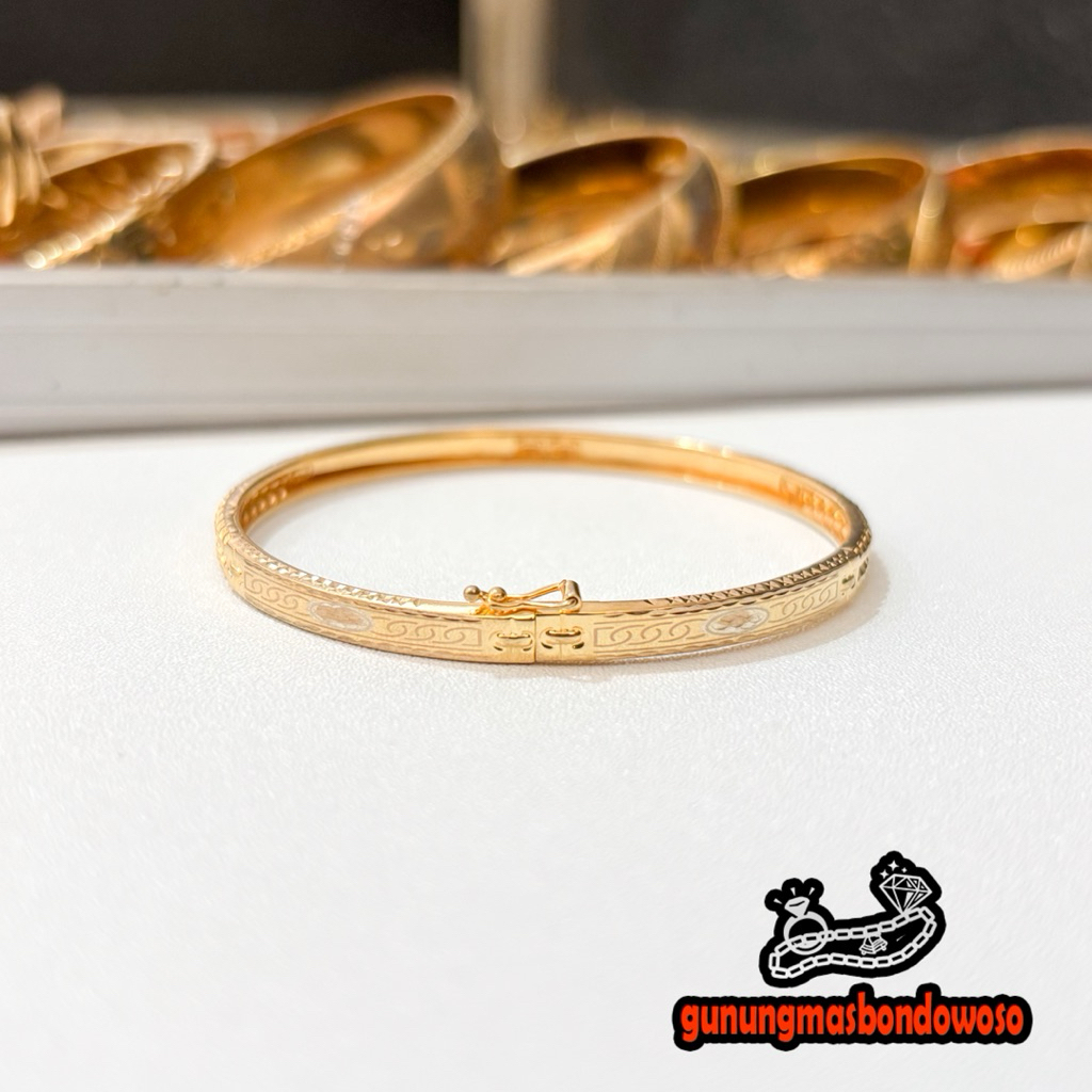 Gelang bangle dewasa emas asli kadar 300 6k berat 3gr