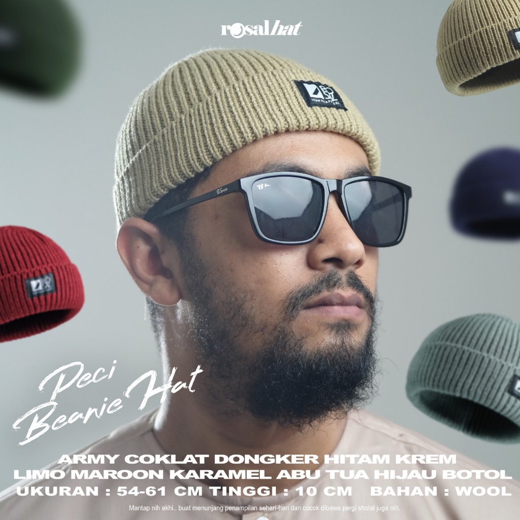 BEANIE HAT ROSAL / PECI SONGKOK MUSLIM HANAN ATTAKI MURAH KEREN ORIGINAL PREMIUM MAKASSAR