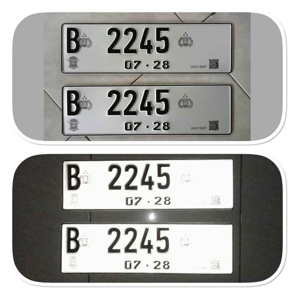 Plat nomor mobil reflektif barcode 1 set