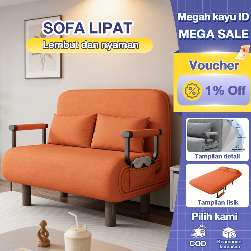 Sofa bed lipat Sofa ruang tamu 2in1 Multifungsi untuk Tamu Tidur & Sehari-hari di Ruang Kecil