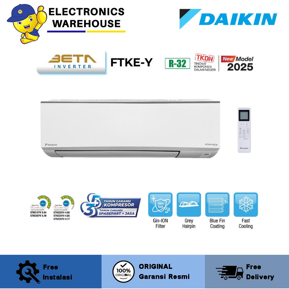 DAIKIN FTKE35YV14 AC Split Beta Inverter 1.5PK DAIKIN AC SPLIT BETA INVERTER 1,5PK STKE35YV UNIT ONL