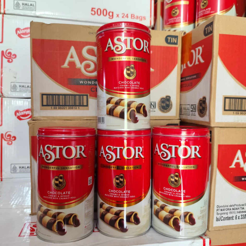 Astor Kaleng Wafer Stick Roll Double Chocolate 330gram ASTOR KUE LEBARAN