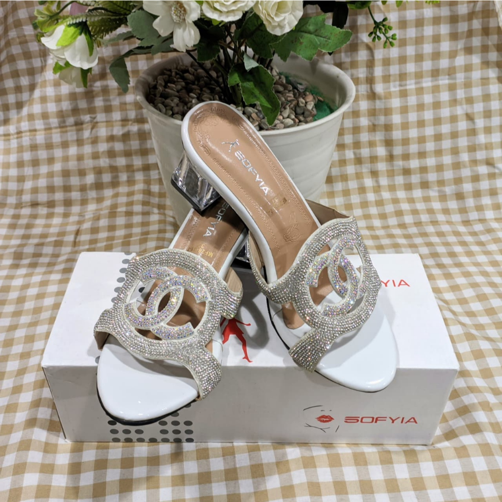 SENDAL SLOP SELOP/SENDAL PESTA/PARTY SHOES/ SENDAL LEBARAN SOFYIA MF28-31-7 SILVER