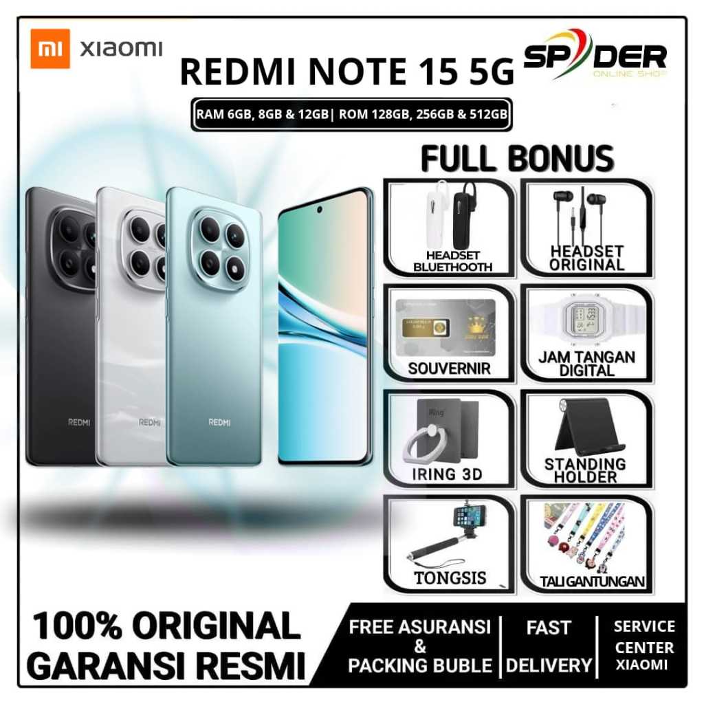 XIAOMI REDMI NOTE 15 5G NFC RAM 8/128GB & 8/256GB | Snapdragon® 6 Gen 3 Mobile Platform Layar AMOLED