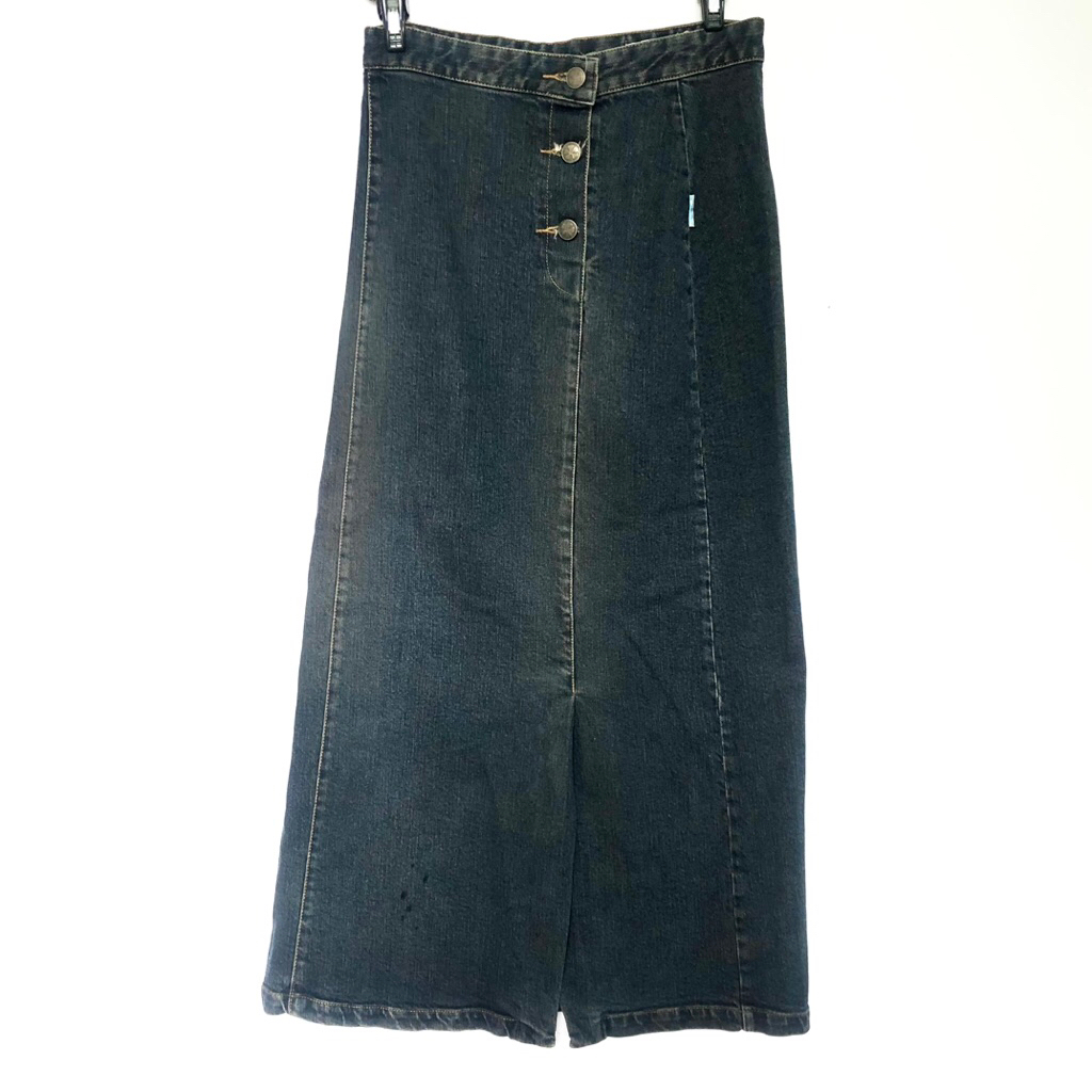 Corniche rok maxi denim size S bawahan jeans snow black y2k fashion aesthetic panjang sku 1817