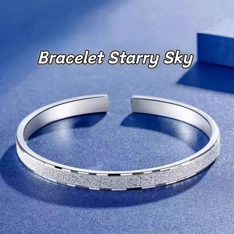 Gelang Perak 999Asli Wanita Desain Simple Elegan Starry Sky, Perhiasan Fashion All Match Cocok untuk