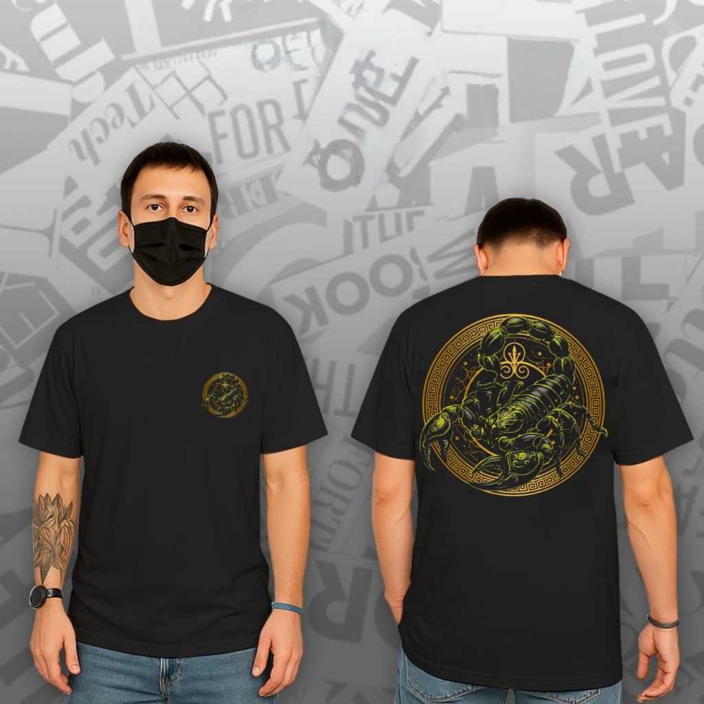 Kaos Distro Unisex Cotton Combed 30s  murah SCORPIO ZODIAC HITAM SANTAI NYAMAN VIRAL COD PRIA WANITA
