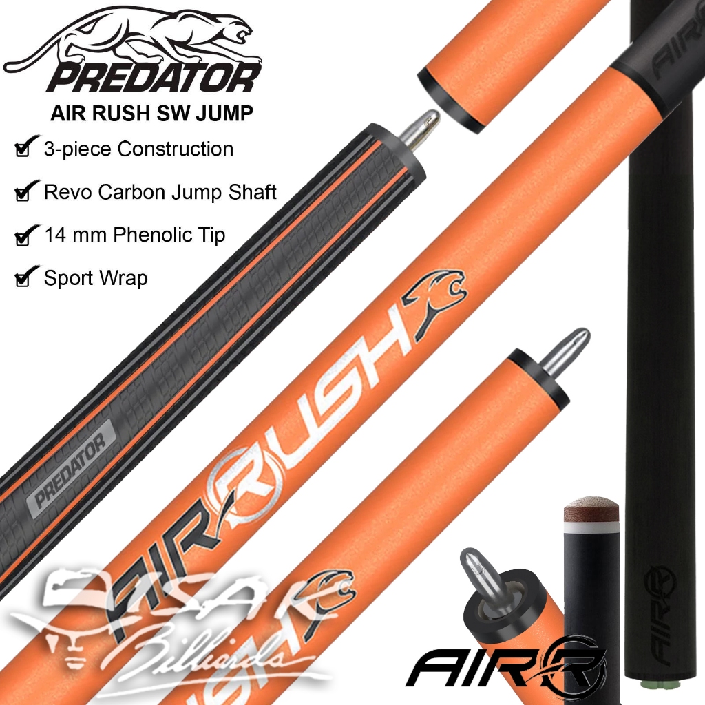 Predator Air Rush Flare Orange Carbon Jump Cue SW - Limited Edition Stick Billiard Bola Loncat Karbo