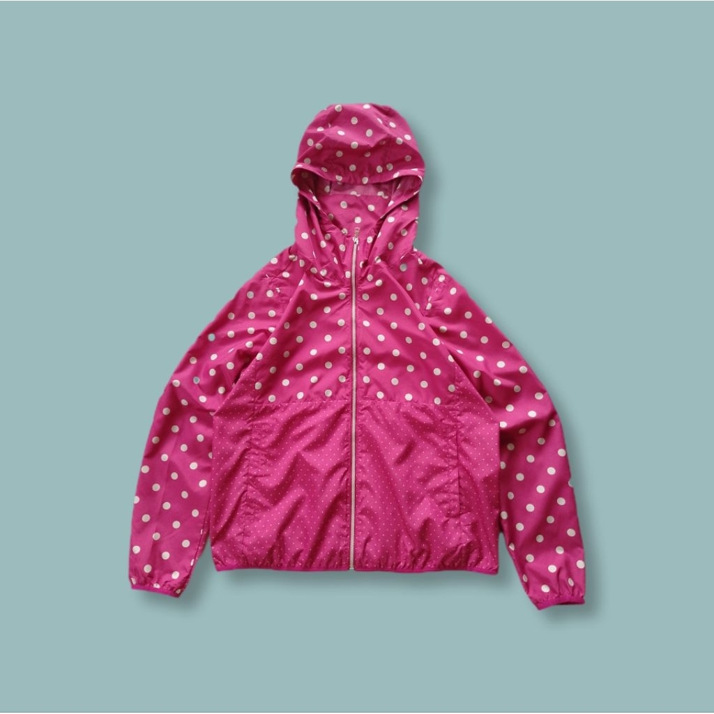 Uniquesport - Jaket Olahraga Running Uniqlo Parasut Lightweight Pink Polka Second L