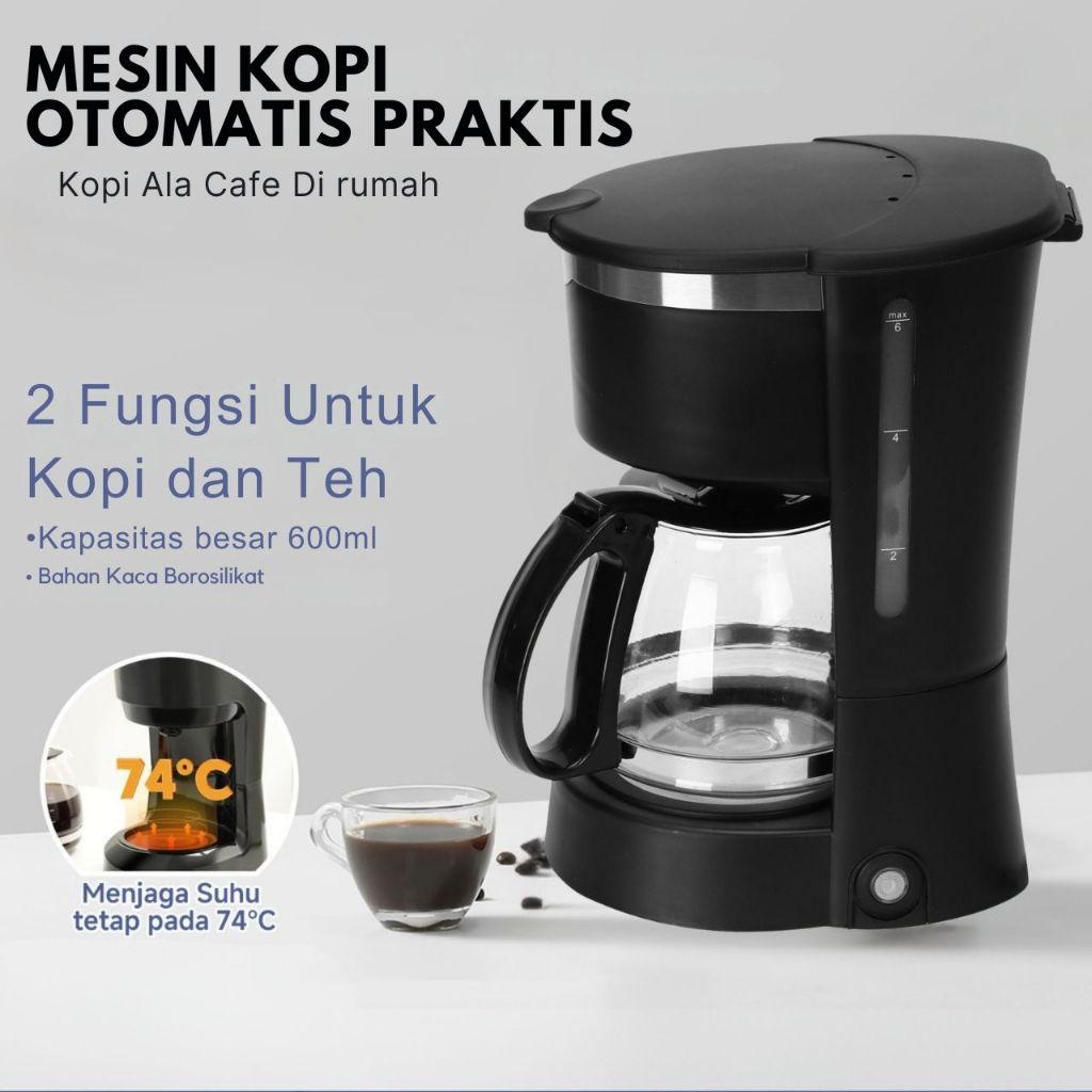 Coffee Maker Mesin Kopi Drip Hitam Mesin Kopi Espresso Machine Alat Pembuat Minuman Kopi