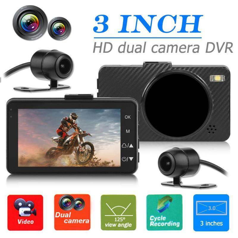 EKLEVA Dash Cam Motor 3" LCD Kamera Ganda Depan Belakang 720P G-sensor WDR