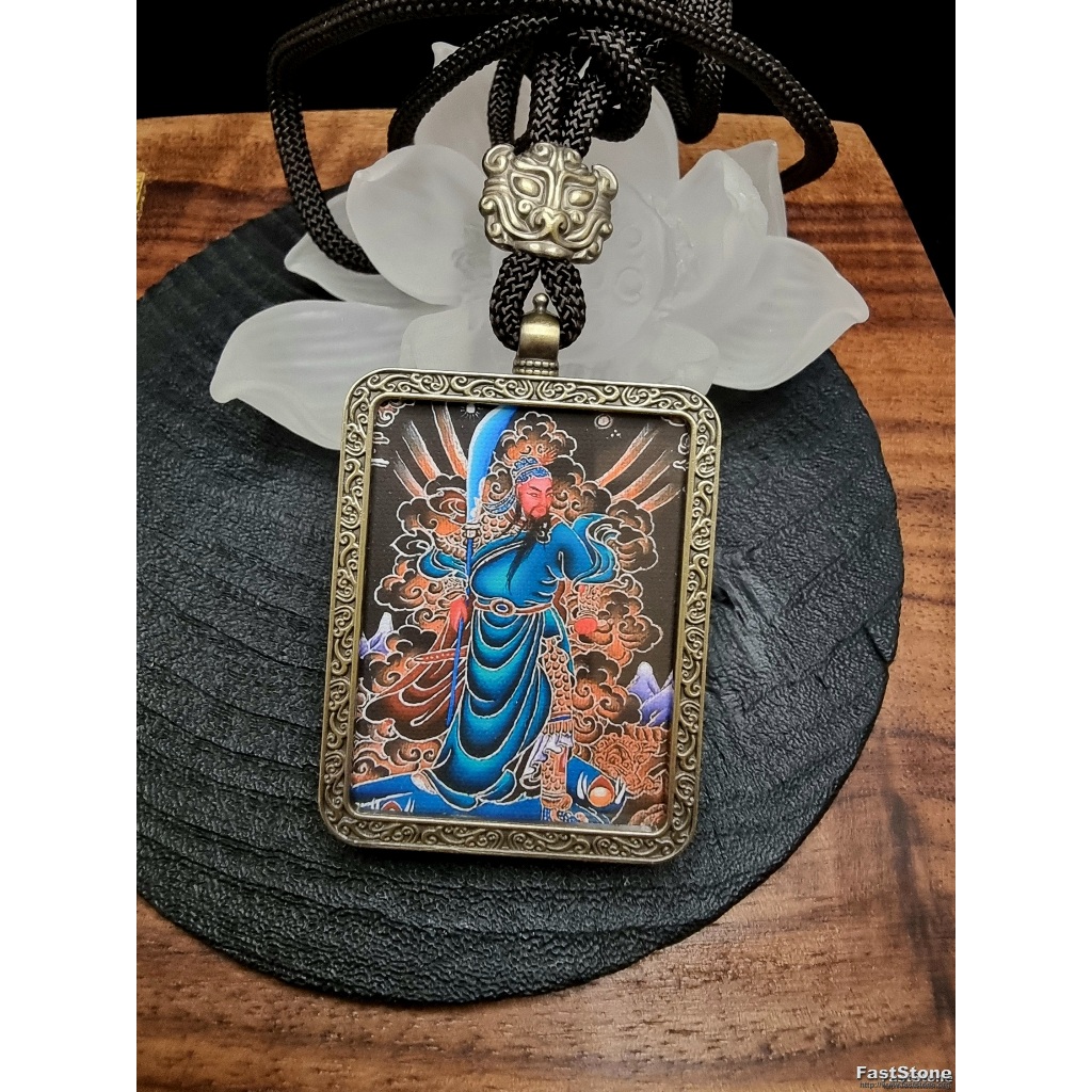 Kalung Liontin Lukisan Spray Paint Dewa KwanKong KwanTiKong Blessed Temple 51x41mm E2973