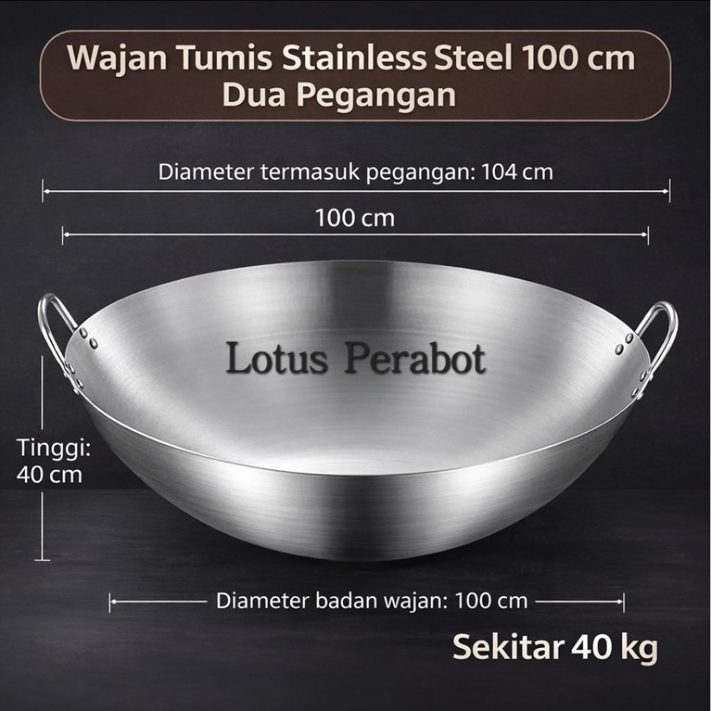 Calypso Wajan Kuali 100 cm Penggorengan Stainless Steel Ukuran 100cm