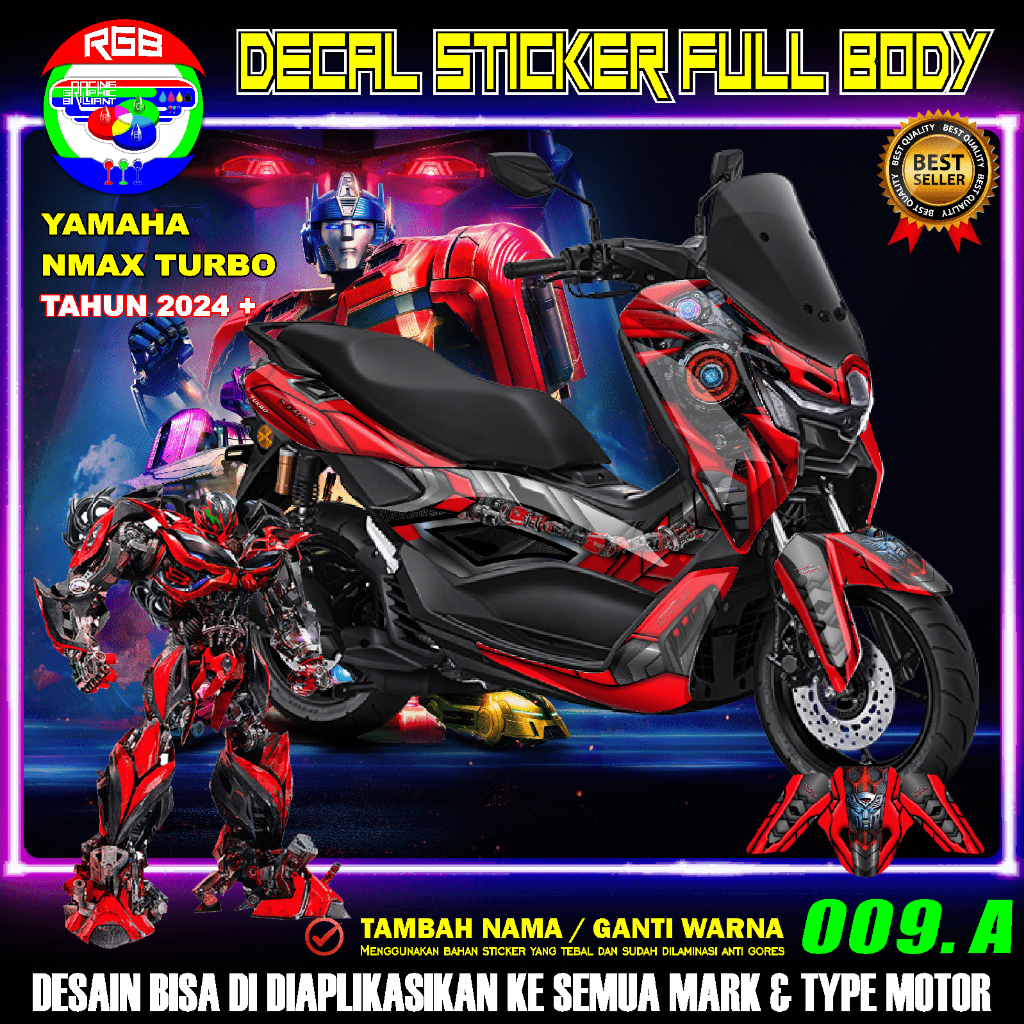 DECAL STICKER YAMAHA NMAX TURBO FULLBODY DESAIN TRANSFORMER 2 - RGB 009 A