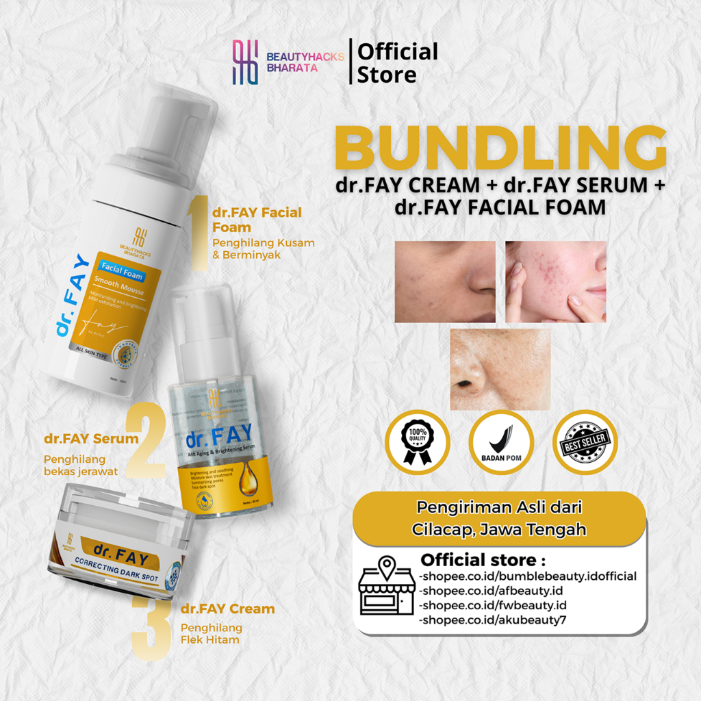 (Bundling) dr FAY Cream + dr FAY Serum + dr FAY Facial Foam Original BPOM