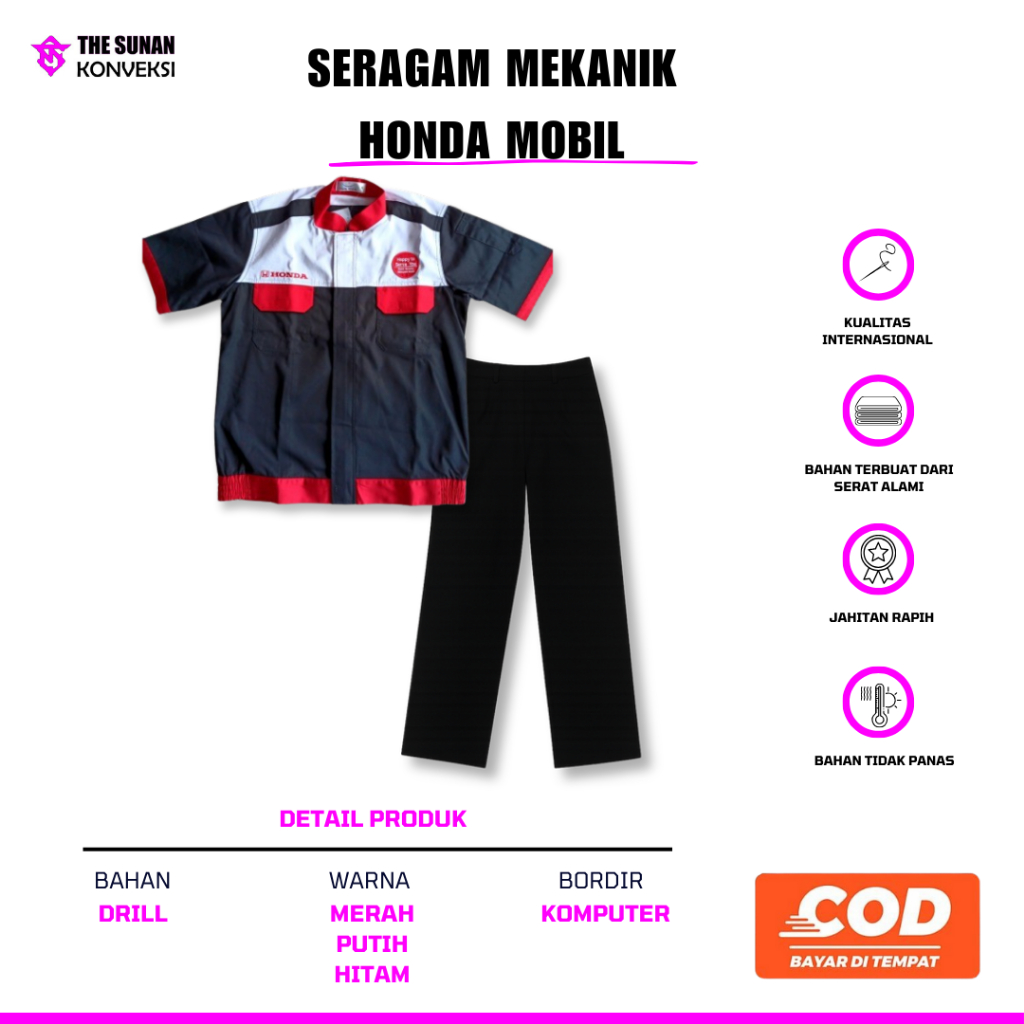 Seragam Honda Mobil New | Wearpack Honda Mobil | Wearpack Honda Mobil Hitam | Wearpack Bengkel Honda