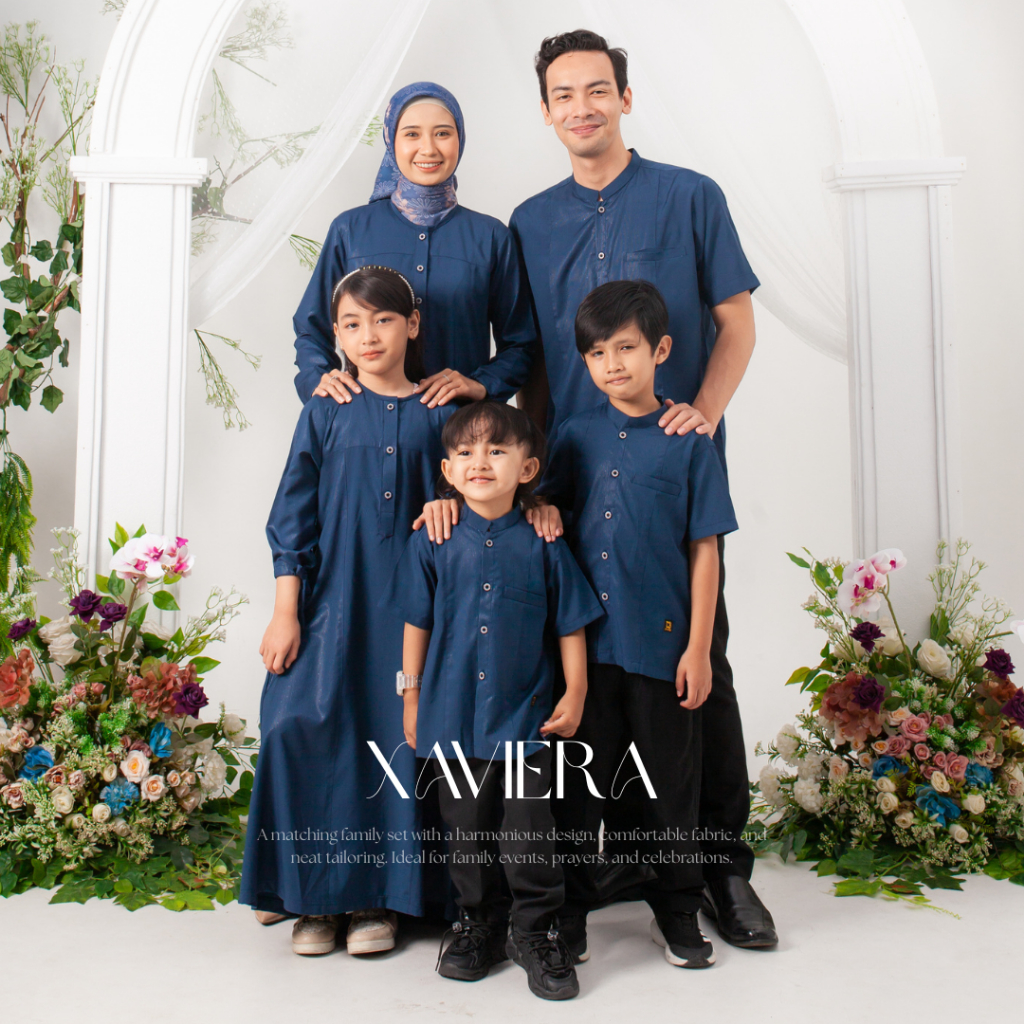 Sarimbit Keluarga Xaviera ( Navy ) / Baju couple keluarga 2026 / Sarimbit Keluarga Muslim