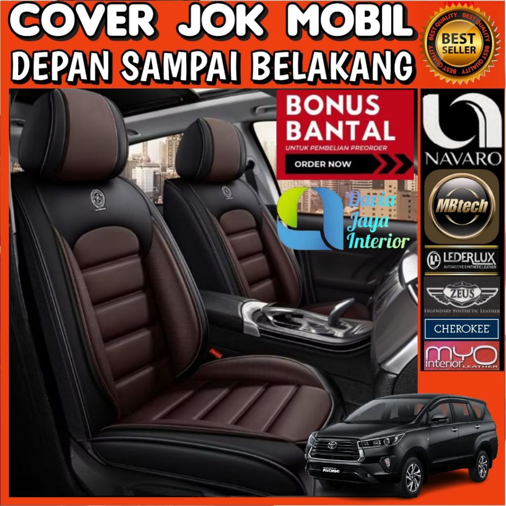 Mbtech sarung jok mobil innova reborn 2016 - 2026 tipe G tipe V Q free cover stir bantal leher