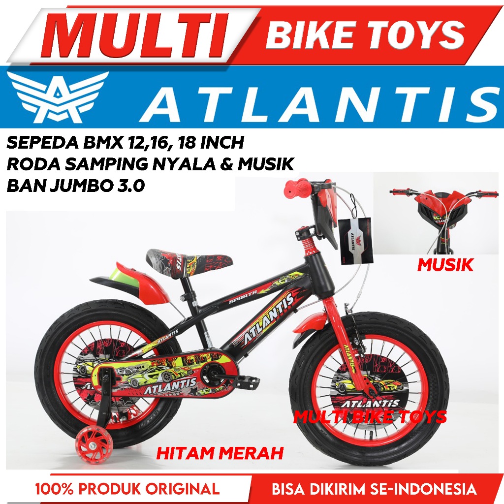 Sepeda Anak Laki BMX 12 16 18 inch ATLANTIS SPARTA NEW MUSIK ban JUMBO 3.0