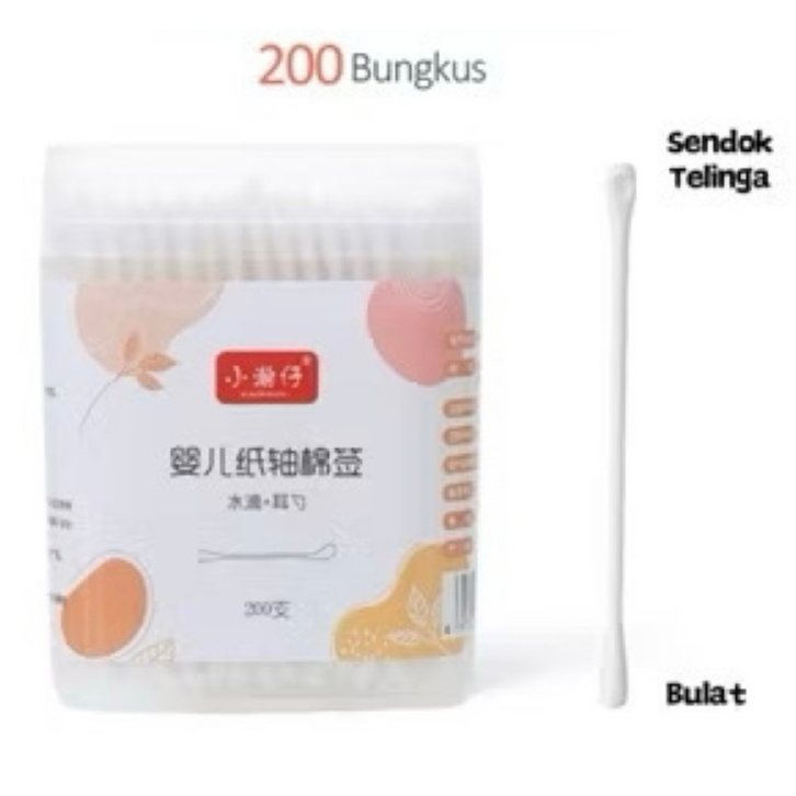 Cotton Bud 200 pcs bentuk bulat dan sendok cotton bud kucing anjing