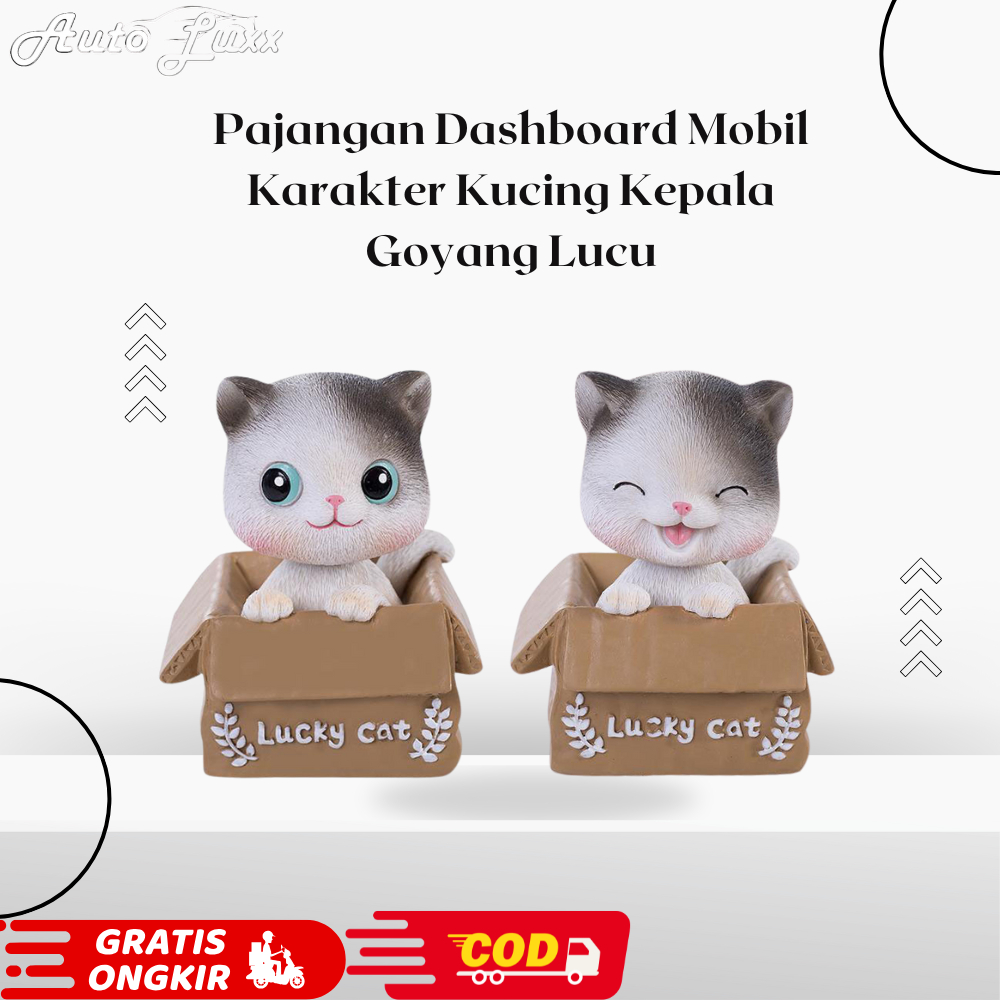 Pajangan Dashboard Mobil Karakter Kucing Kepala Goyang | Aksesoris Interior Mobil