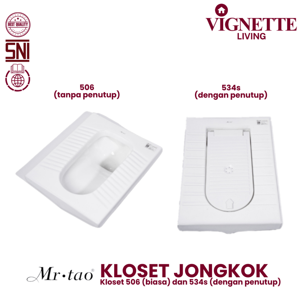 Toilet / Kloset Tutup GRATIS PACKING kloset Jongkok Mr. Tao Modern Keramik Putih