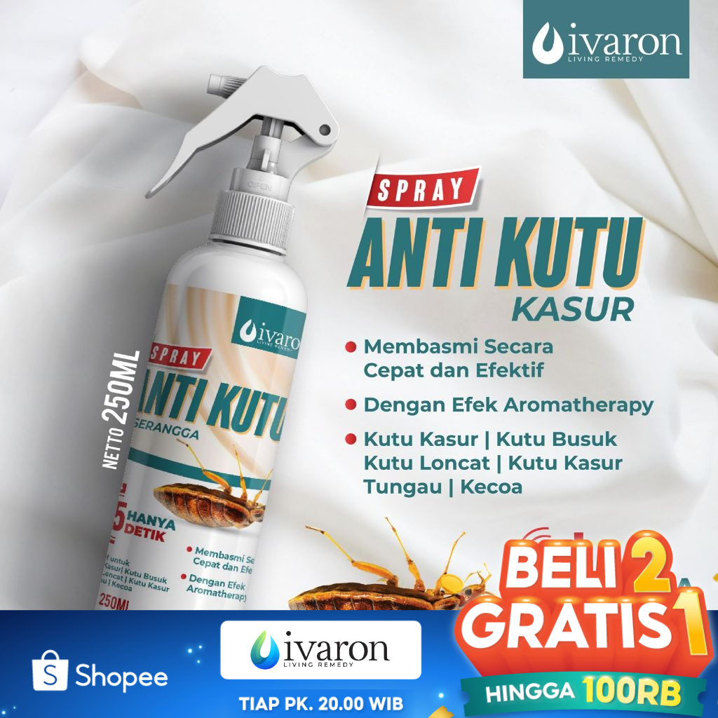 IVARON Pembasmi Kutu Kasur Obat Anti Kutu Semprotan Pembasmi Tungau Obat Kutu Busuk - 250ml