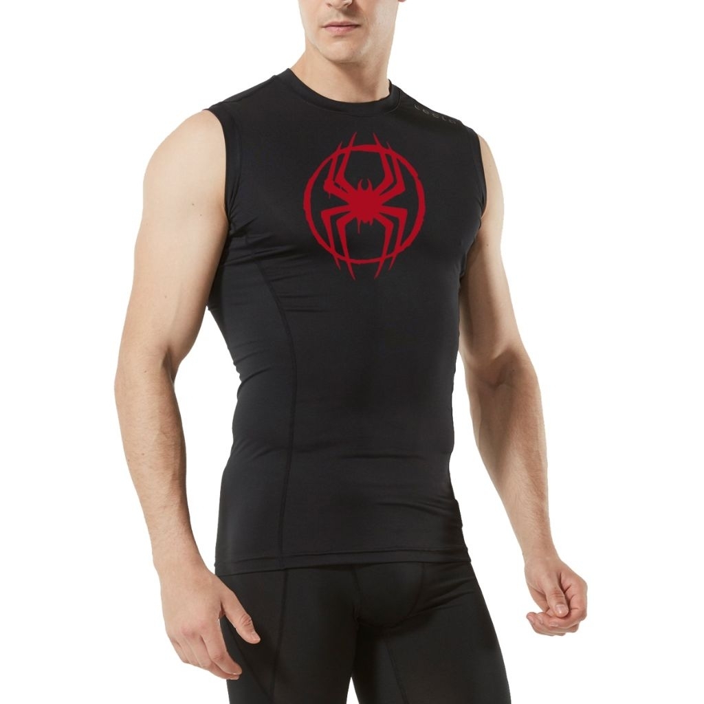 Baju Manset Olahraga Baselayer Manset Tanpa Lengan Singlet Lekbong Hitam