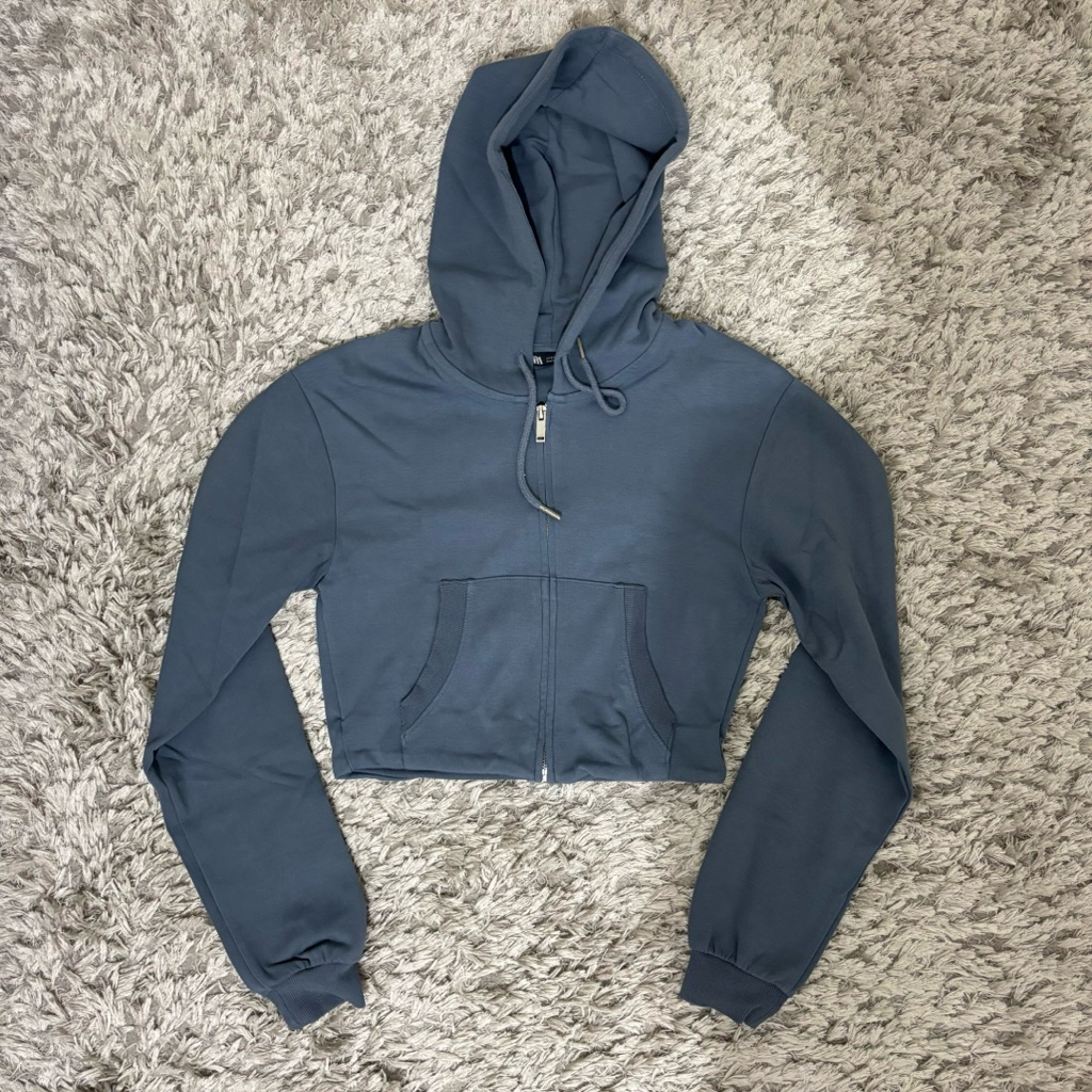 preloved Zara Blue Crop Hoodie