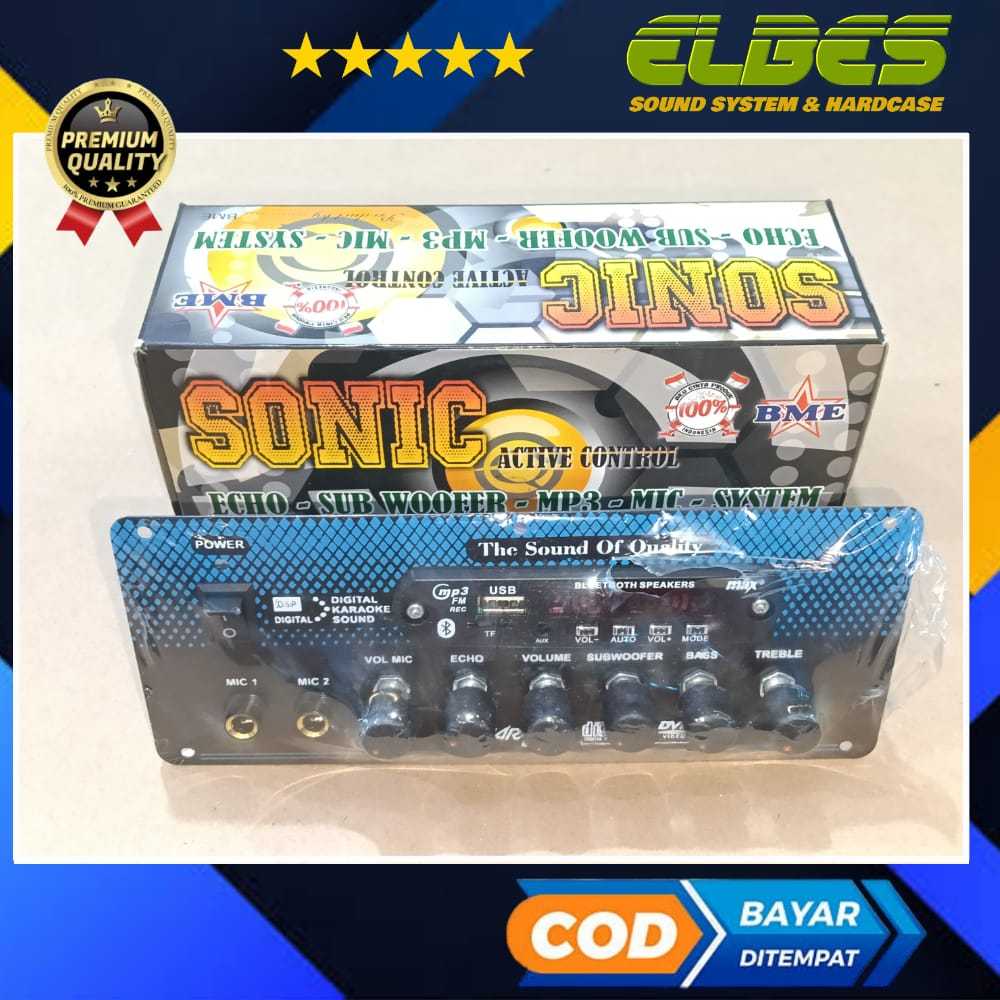 Kit pre amp tone control karaoke stereo 2 mic echo subwofer mp3 sonic